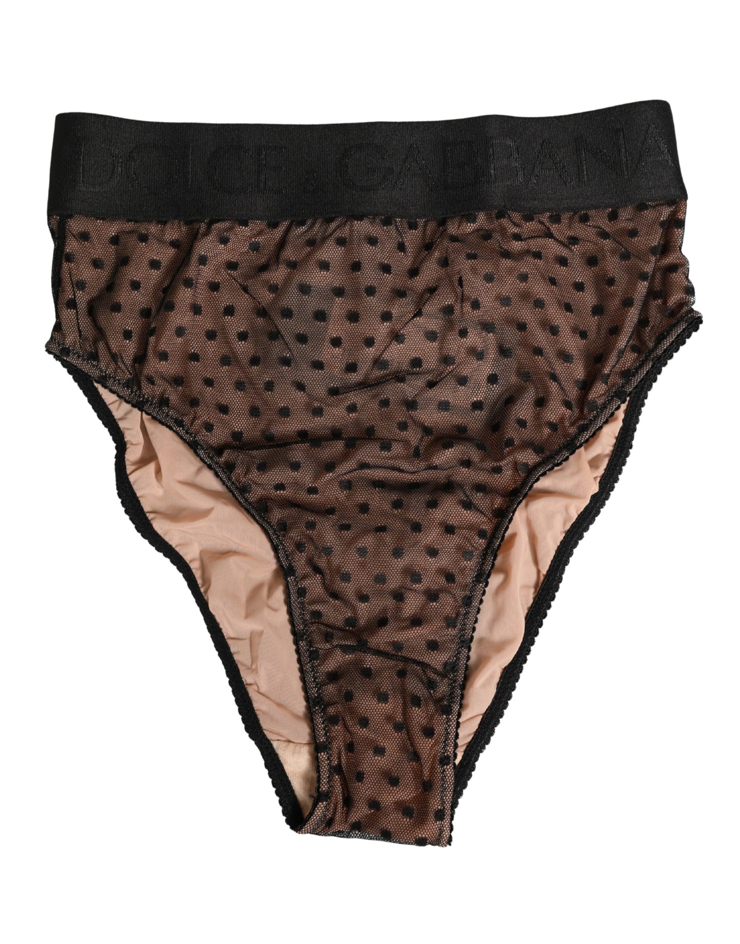 Slip Dolce & Gabbana Papillon Noir Beige à Pois