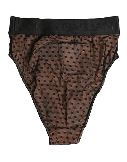 Slip Dolce & Gabbana Papillon Noir Beige à Pois