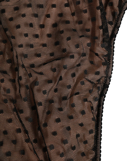 Slip Dolce & Gabbana Papillon Noir Beige à Pois