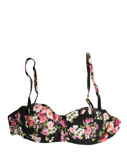 Soutien-gorge balconnet rembourré Dolce & Gabbana noir à fleurs Lingerie