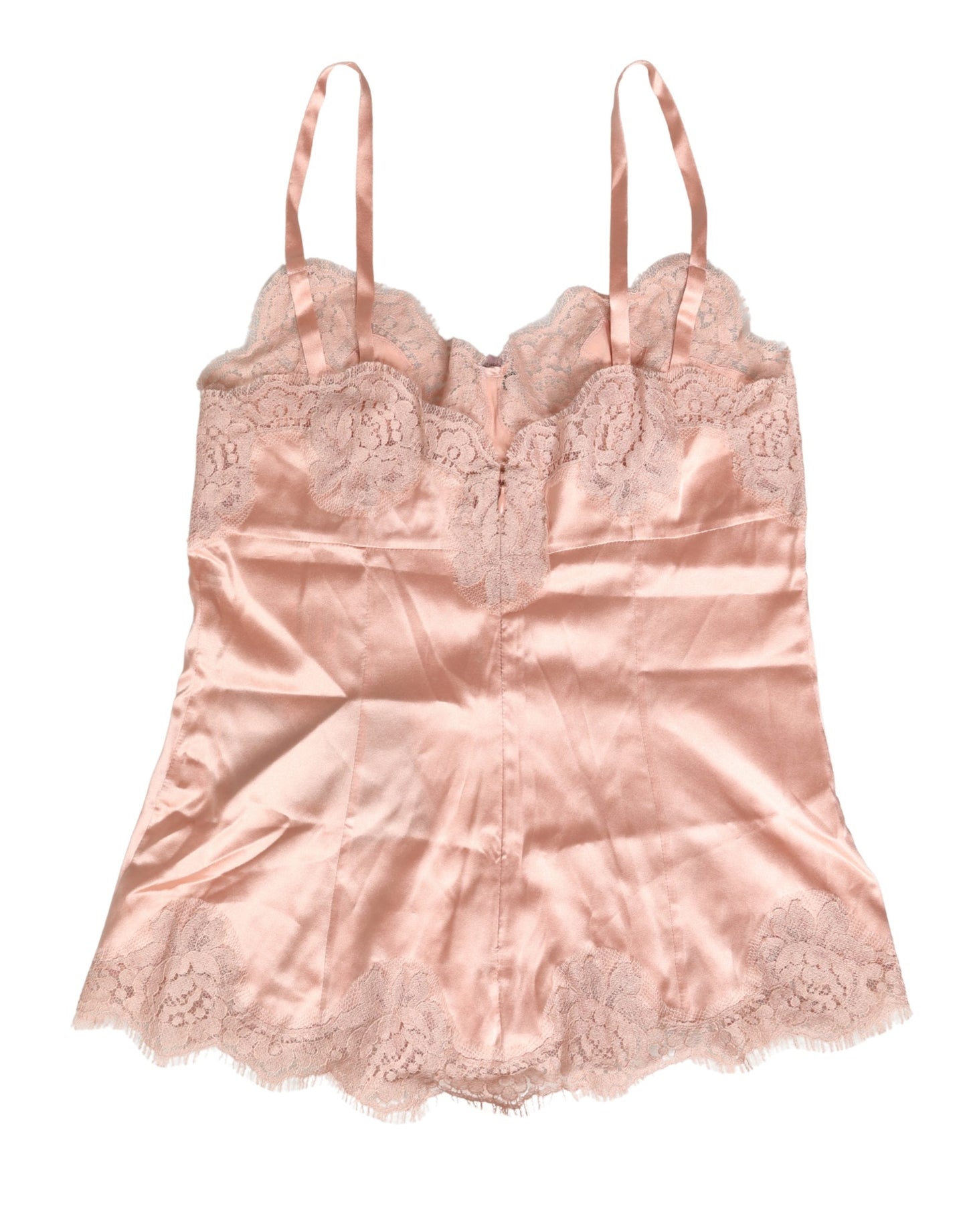 Dolce & Gabbana Lencería Rosa de Encaje y Satén de Seda Camisola para Dormir