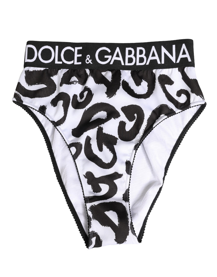 Sous-vêtements taille haute Dolce & Gabbana noirs et blancs à logo graphique