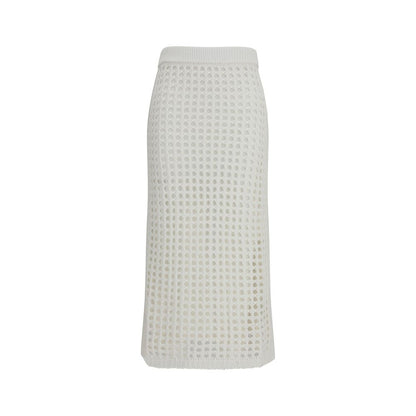 Max Mara Pure White Cotton Midi Skirt