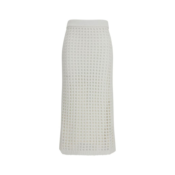 Max Mara Pure White Cotton Midi Skirt