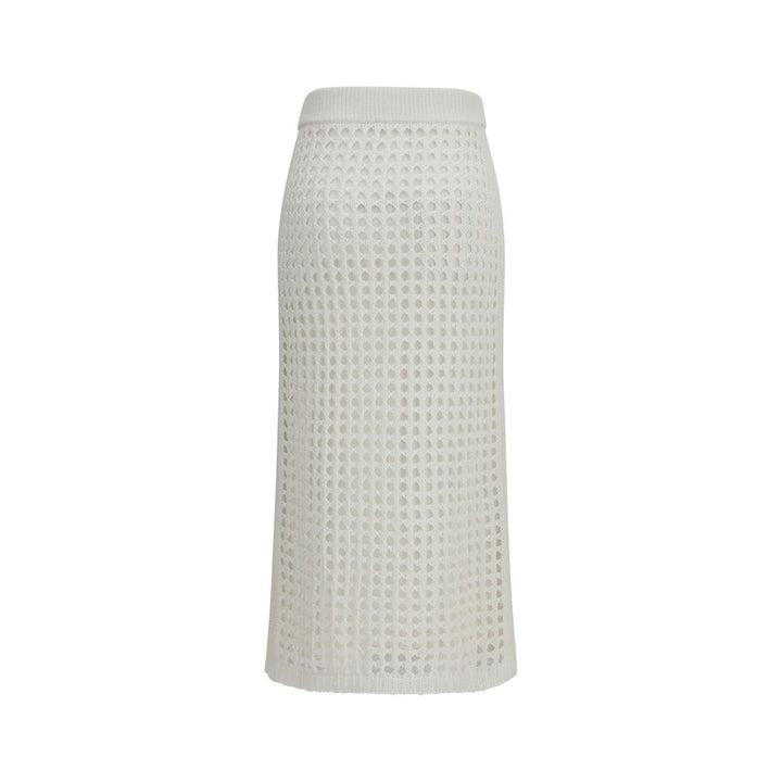 Max Mara Pure White Cotton Midi Skirt