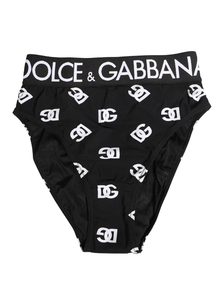 Ropa interior slip Dolce & Gabbana blanca con logotipo negro en la cinturilla, corte midi