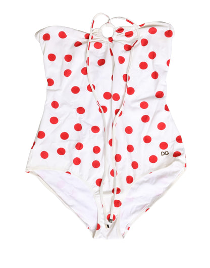 Maillot de bain une pièce Dolce & Gabbana blanc à pois