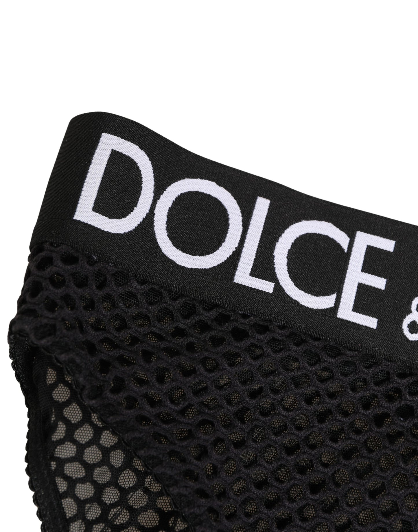 Sous-vêtement culotte haute en maille de coton noire Dolce & Gabbana