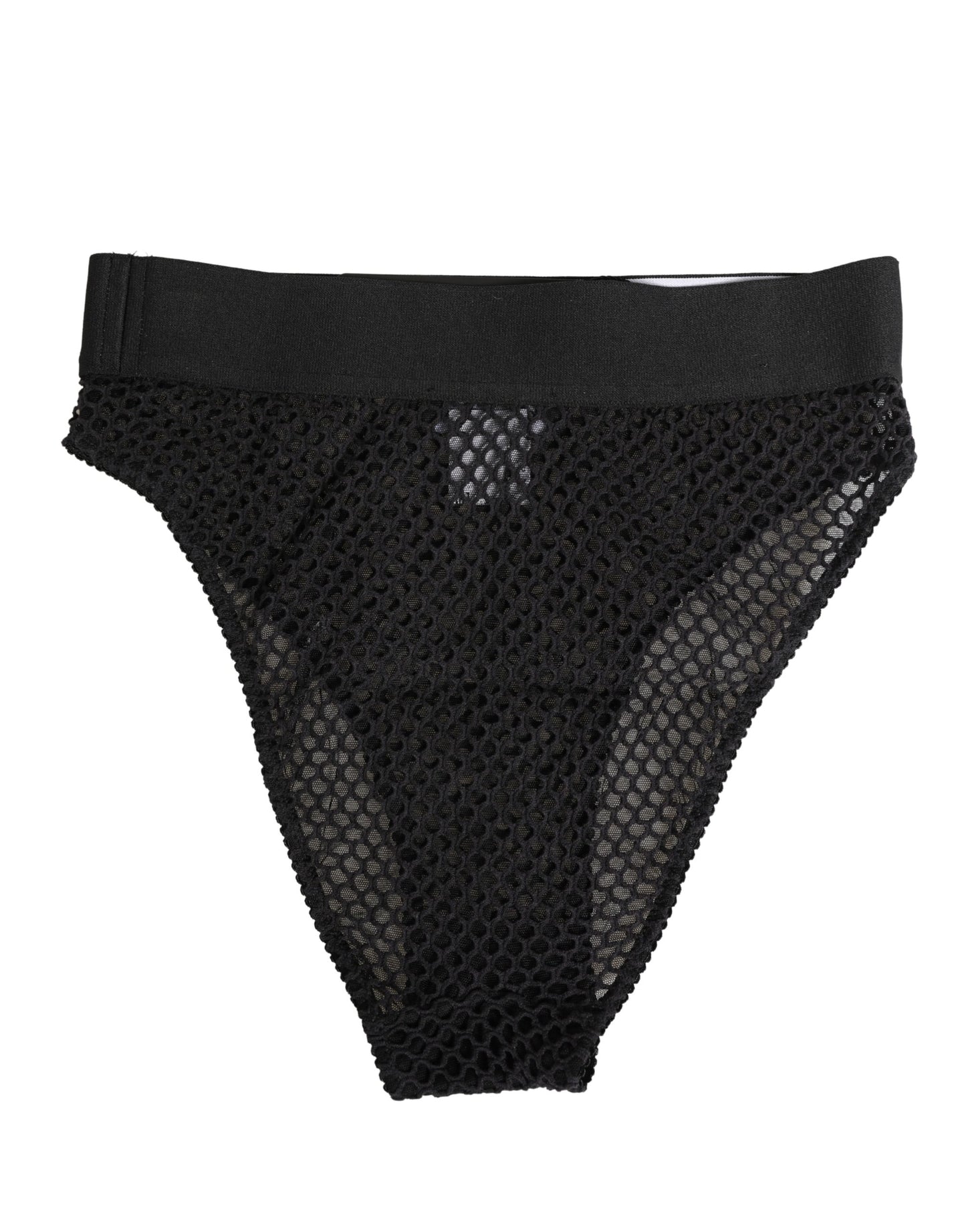 Sous-vêtement culotte haute en maille de coton noire Dolce & Gabbana