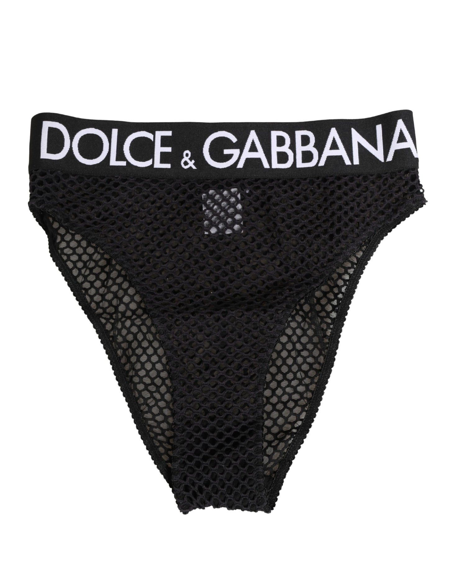 Sous-vêtement culotte haute en maille de coton noire Dolce & Gabbana