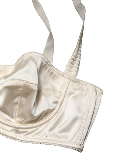 Sujetador Balconette con Aros Semiacolchado en Blanco Crudo Dolce & Gabbana Ropa Interior