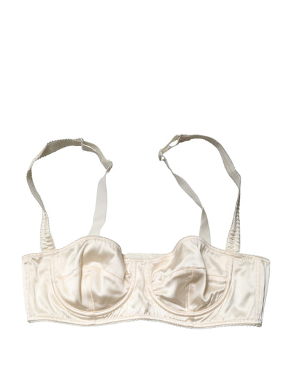Sujetador Balconette con Aros Semiacolchado en Blanco Crudo Dolce & Gabbana Ropa Interior