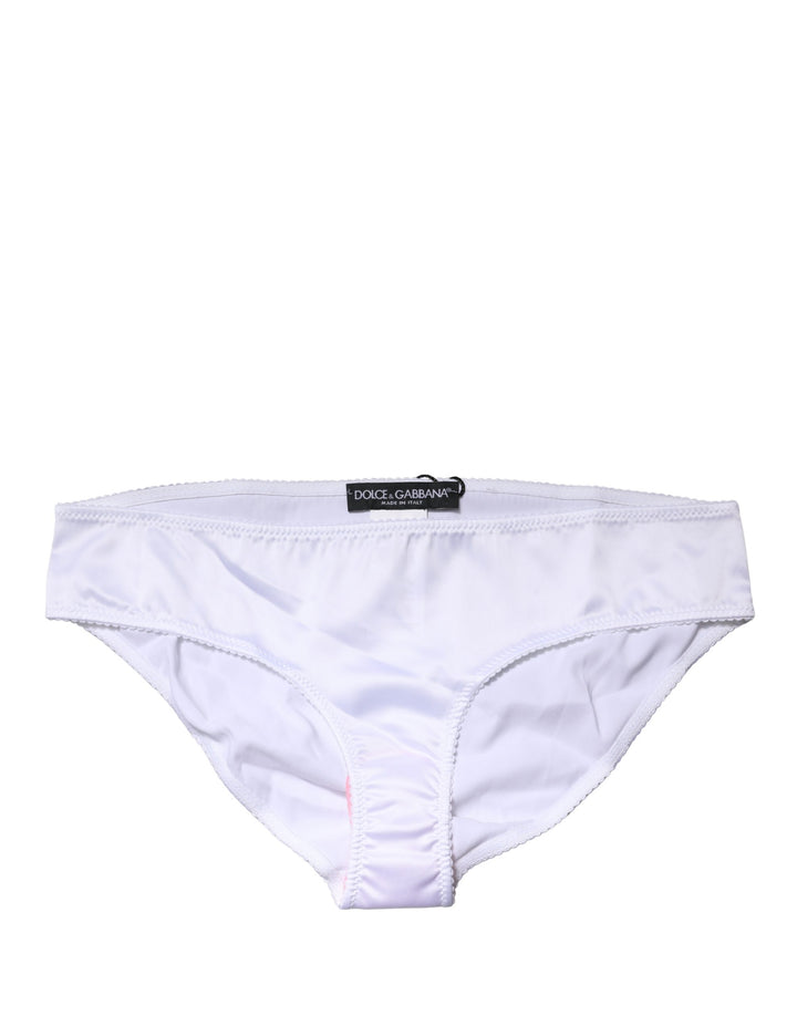 Dolce & Gabbana Bragas de seda elástica blancas de tiro medio