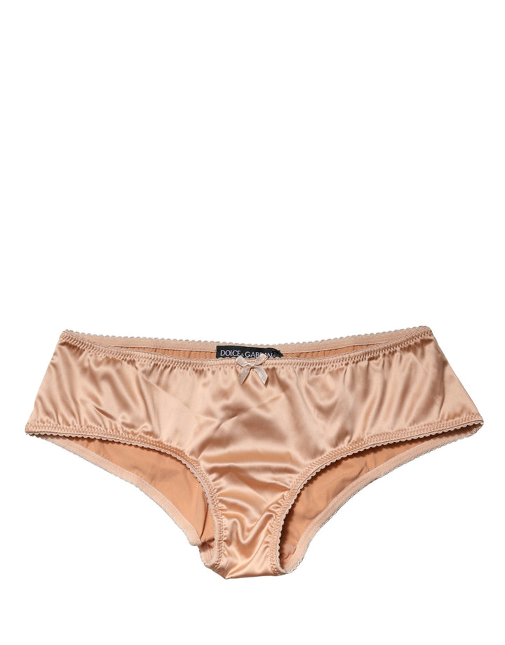 Ropa interior braga de seda elástica beige de tiro medio Dolce & Gabbana