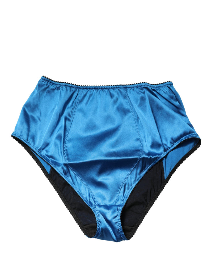 Ropa Interior Faja de Cintura Alta de Mezcla de Seda Azul Dolce & Gabbana