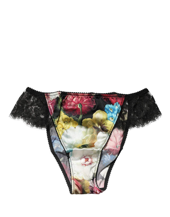 Bragas de encaje floral negro de talle medio Dolce & Gabbana