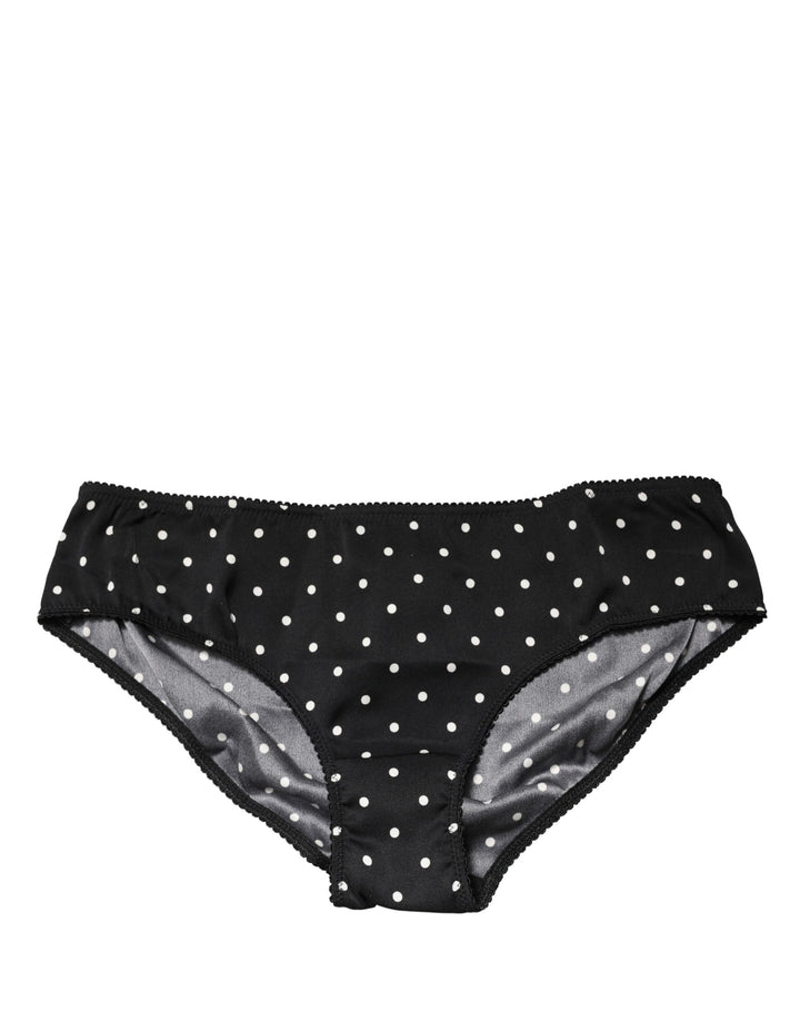 Sous-vêtement culotte mi-taille à pois noirs Dolce & Gabbana