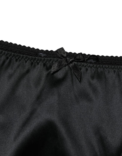 Slip taille mi-haute Dolce & Gabbana en soie noire extensible