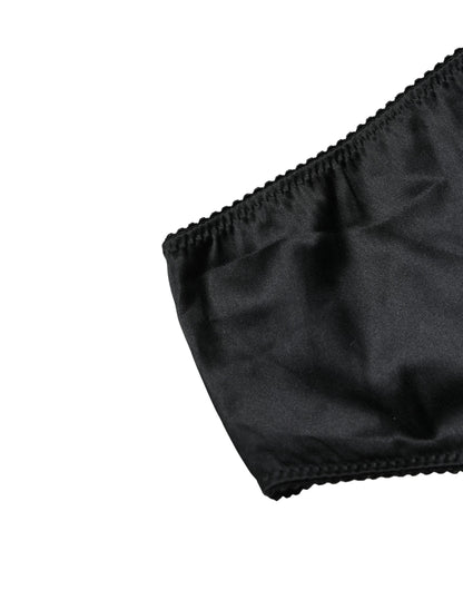 Slip taille mi-haute Dolce & Gabbana en soie noire extensible