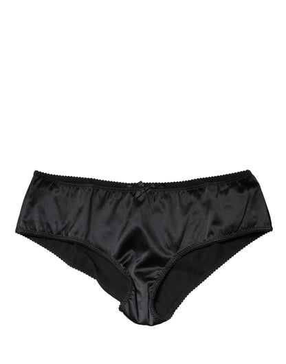Slip taille mi-haute Dolce & Gabbana en soie noire extensible