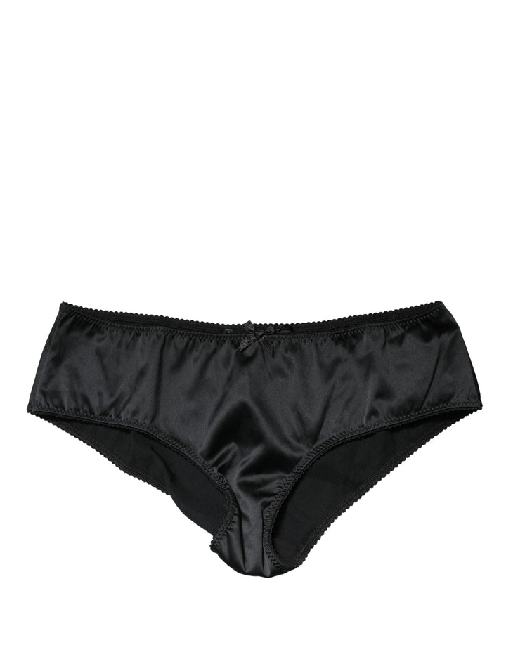 Slip taille mi-haute Dolce & Gabbana en soie noire extensible