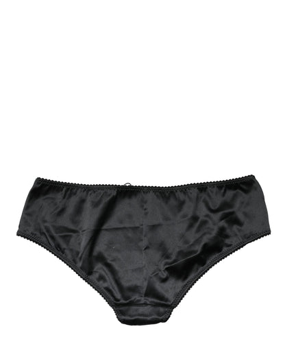 Slip taille mi-haute Dolce & Gabbana en soie noire extensible
