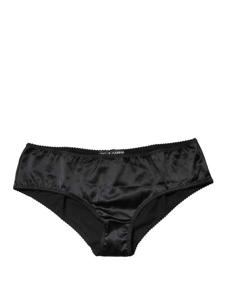 Slip taille mi-haute Dolce & Gabbana en soie noire extensible