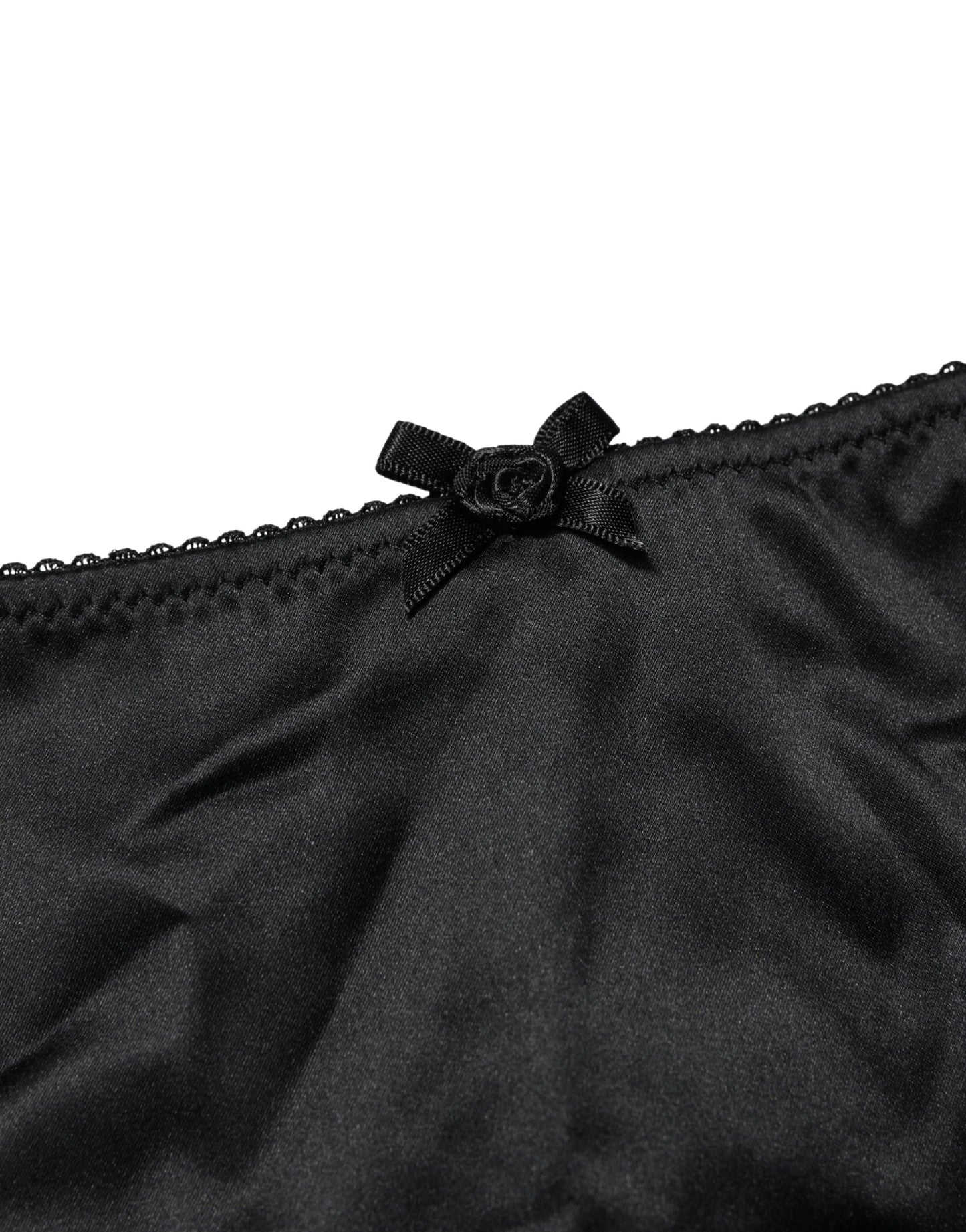 Dolce & Gabbana Bragas tipo bikini de seda elástica negras de talle medio