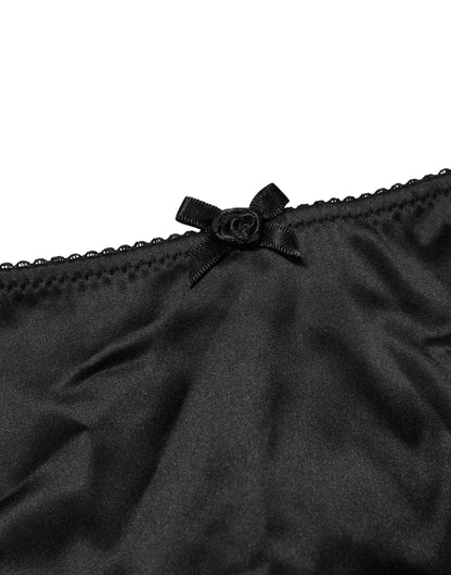 Dolce & Gabbana Bragas tipo bikini de seda elástica negras de talle medio