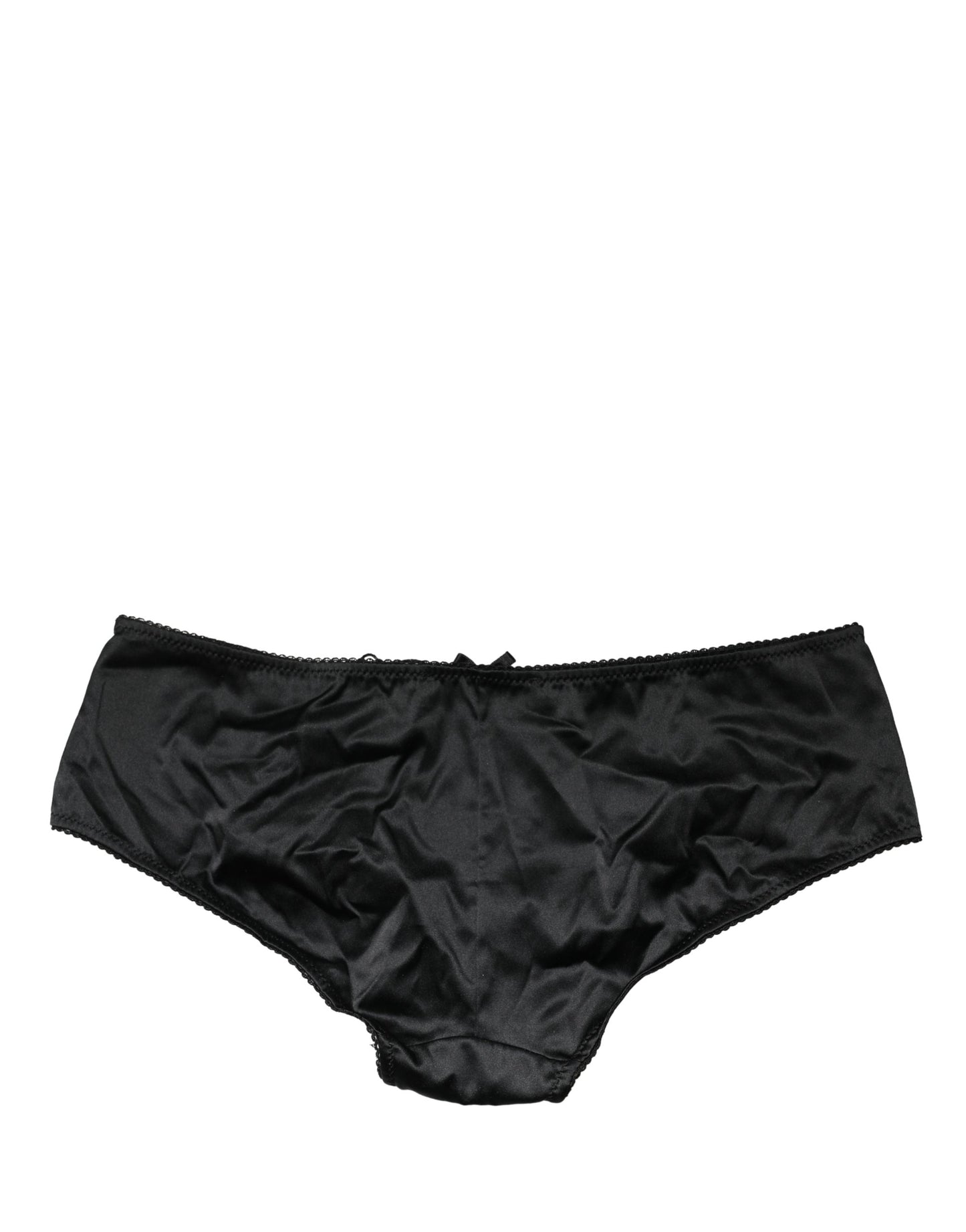 Dolce & Gabbana Bragas tipo bikini de seda elástica negras de talle medio