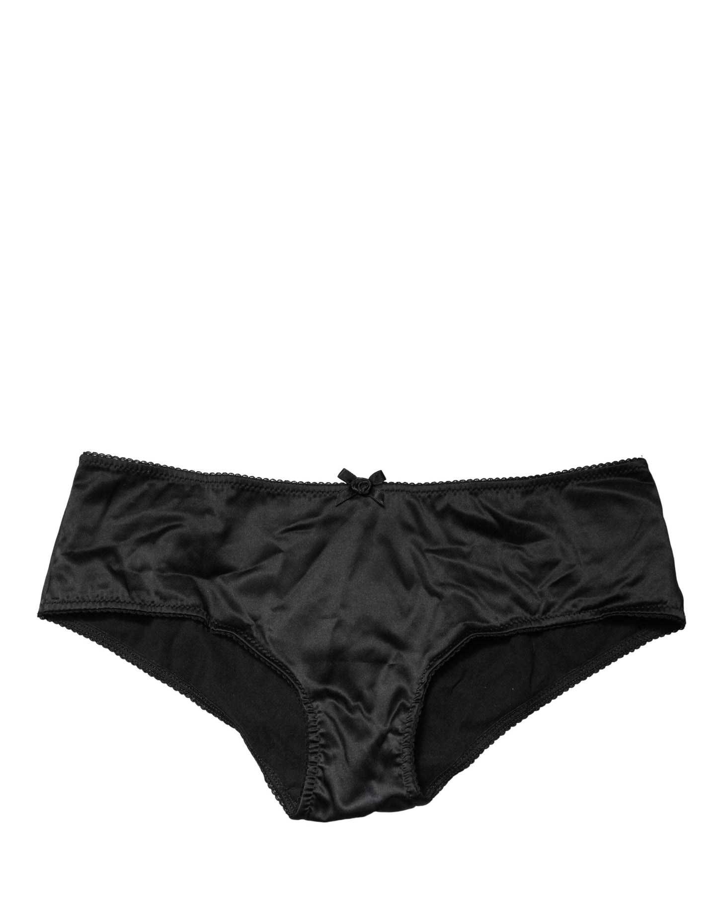 Dolce & Gabbana Bragas tipo bikini de seda elástica negras de talle medio