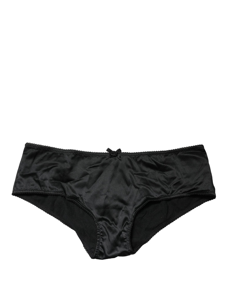 Slip taille mi-haute Dolce & Gabbana en soie noire extensible
