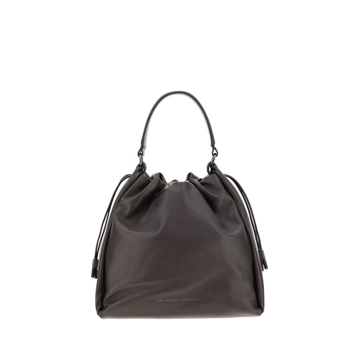 Sac porté épaule Brunello Cucinelli en veau marron Bos Taurus