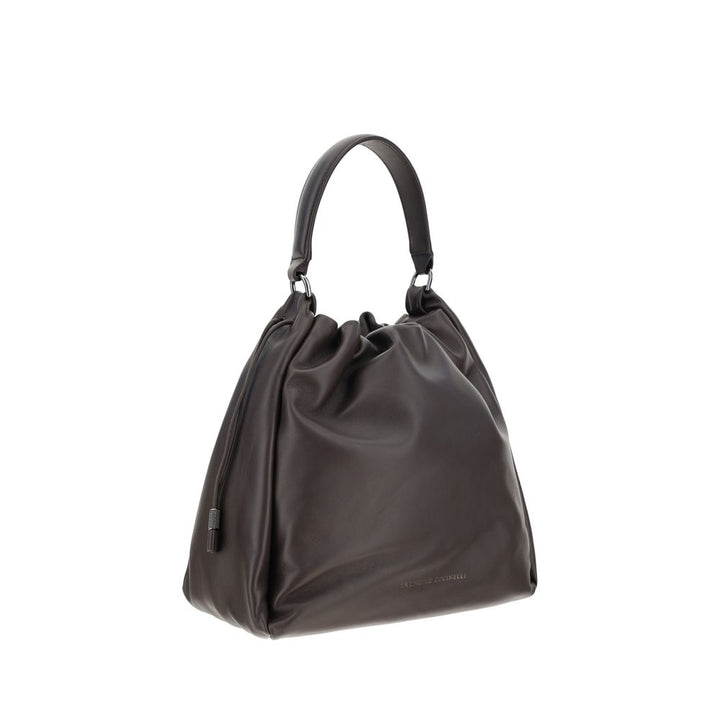 Sac porté épaule Brunello Cucinelli en veau marron Bos Taurus