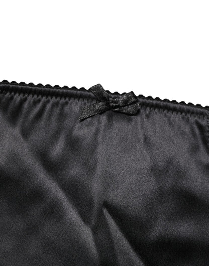 Sous-vêtement culotte gainante taille haute en soie mélangée noire Dolce & Gabbana