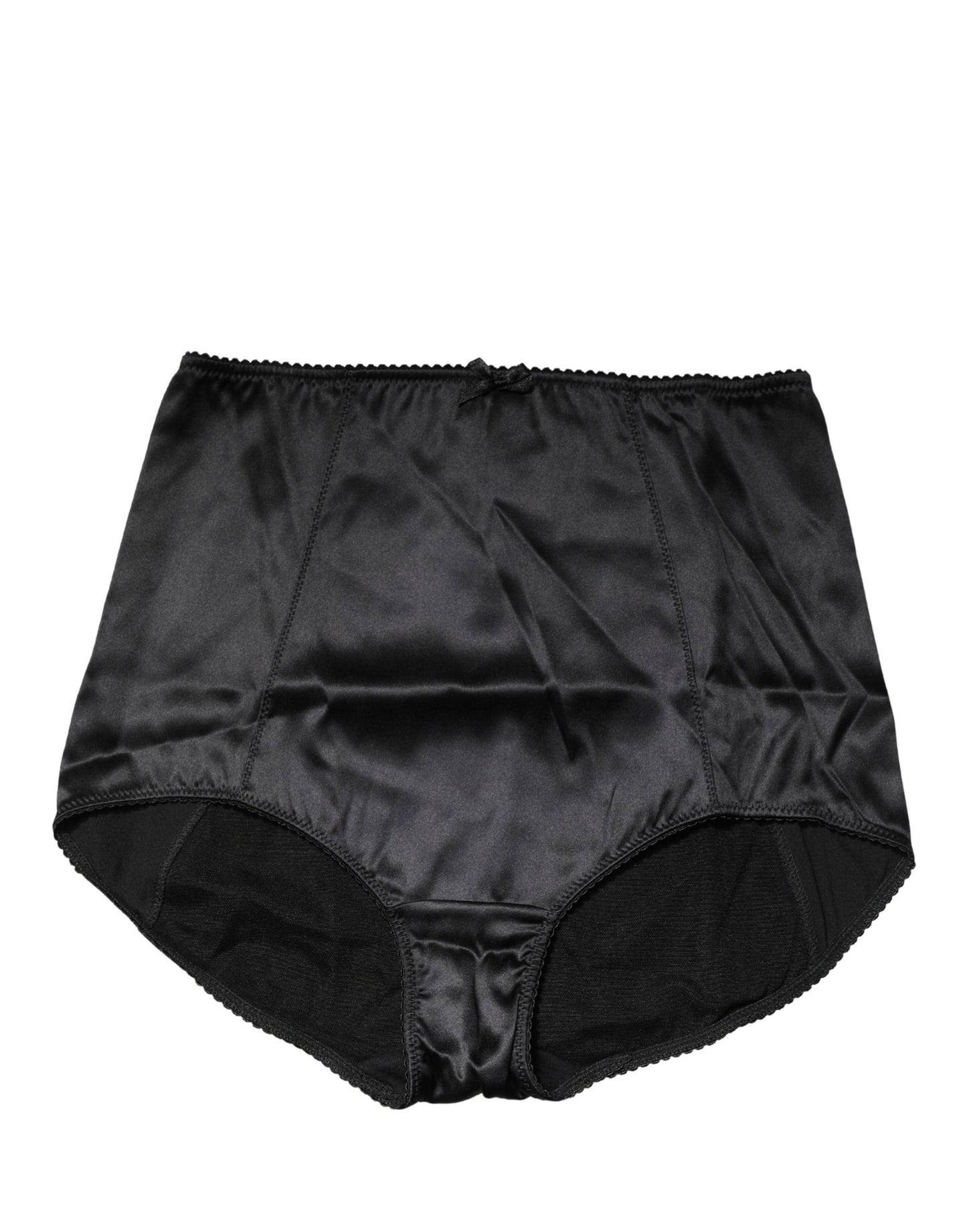 Sous-vêtement culotte gainante taille haute en soie mélangée noire Dolce & Gabbana