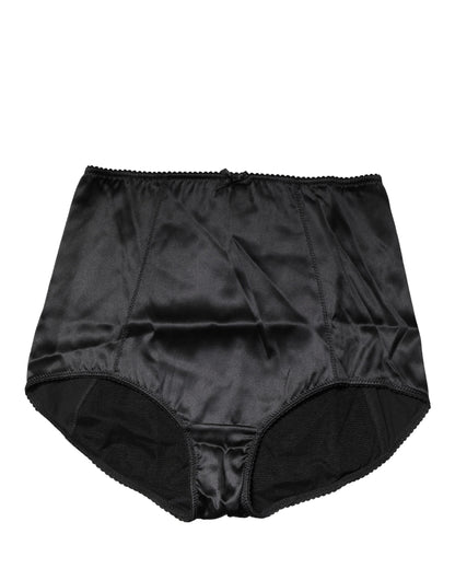 Sous-vêtement culotte gainante taille haute en soie mélangée noire Dolce & Gabbana