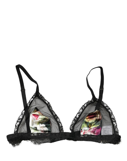 Soutien-gorge triangle sans armatures à motif floral noir Dolce & Gabbana