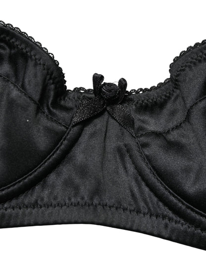 Ropa Interior Sujetador Balconette con Aros Semiacolchado Negro Dolce & Gabbana