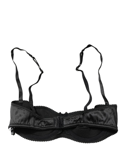 Ropa Interior Sujetador Balconette con Aros Semiacolchado Negro Dolce & Gabbana