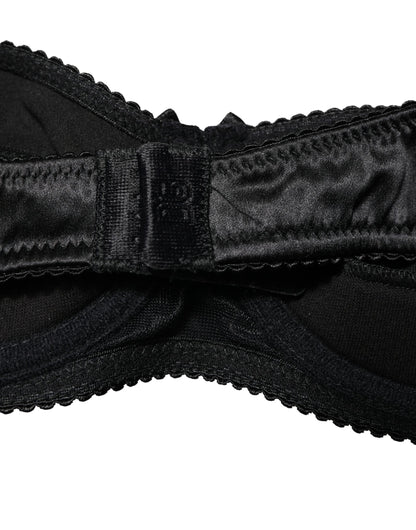 Ropa Interior Sujetador Balconette con Aros Semiacolchado Negro Dolce & Gabbana