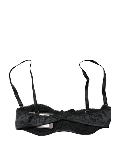 Ropa Interior Sujetador Balconette con Aros Semiacolchado Negro Dolce & Gabbana