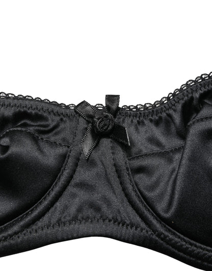 Ropa Interior Sujetador Balconette con Aros Semiacolchado Negro Dolce & Gabbana