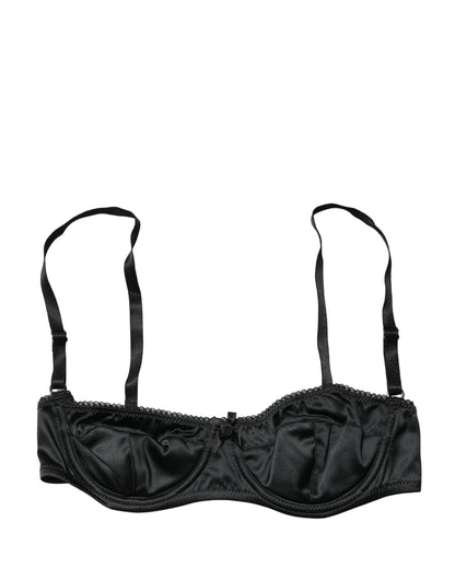 Ropa Interior Sujetador Balconette con Aros Semiacolchado Negro Dolce & Gabbana