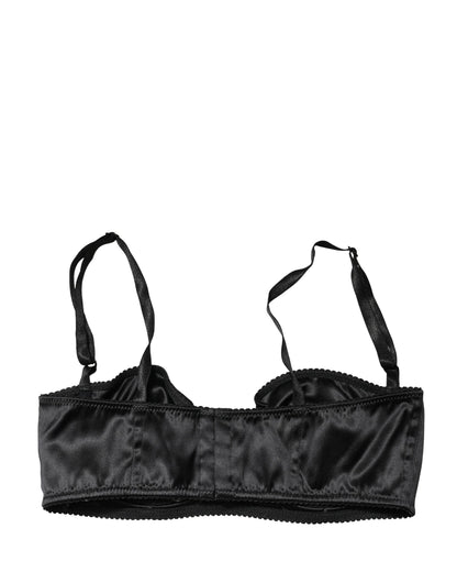 Ropa Interior Sujetador Balconette con Aros Semiacolchado Negro Dolce & Gabbana