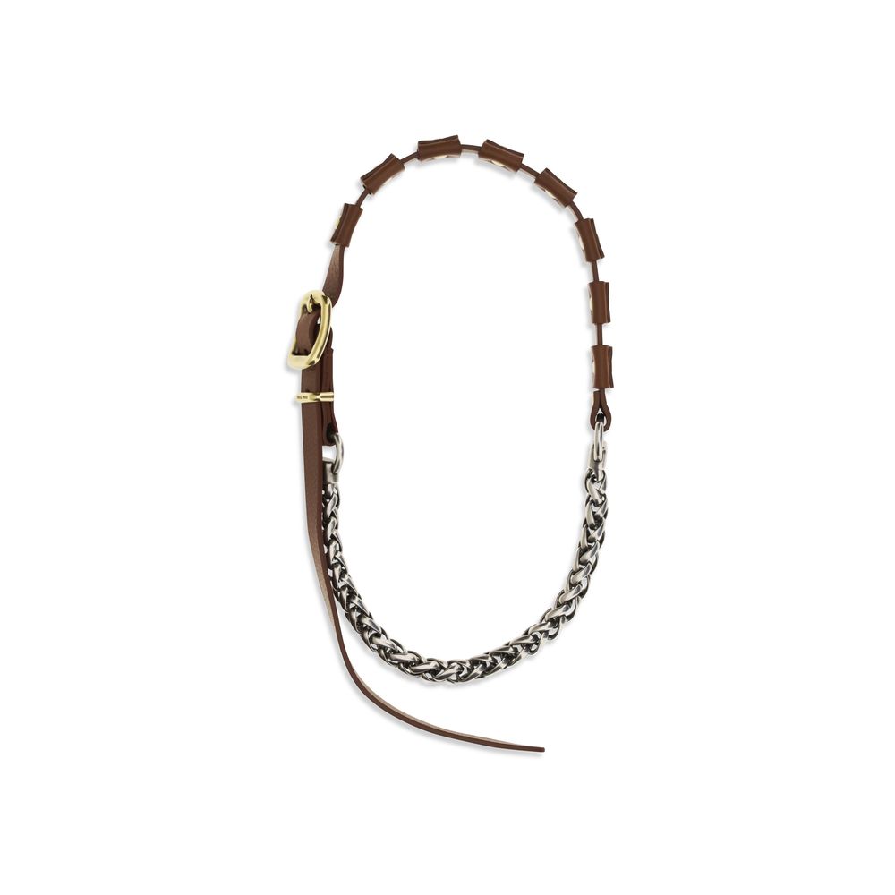 Collar Miu Miu de piel de becerro marrón Bos Taurus