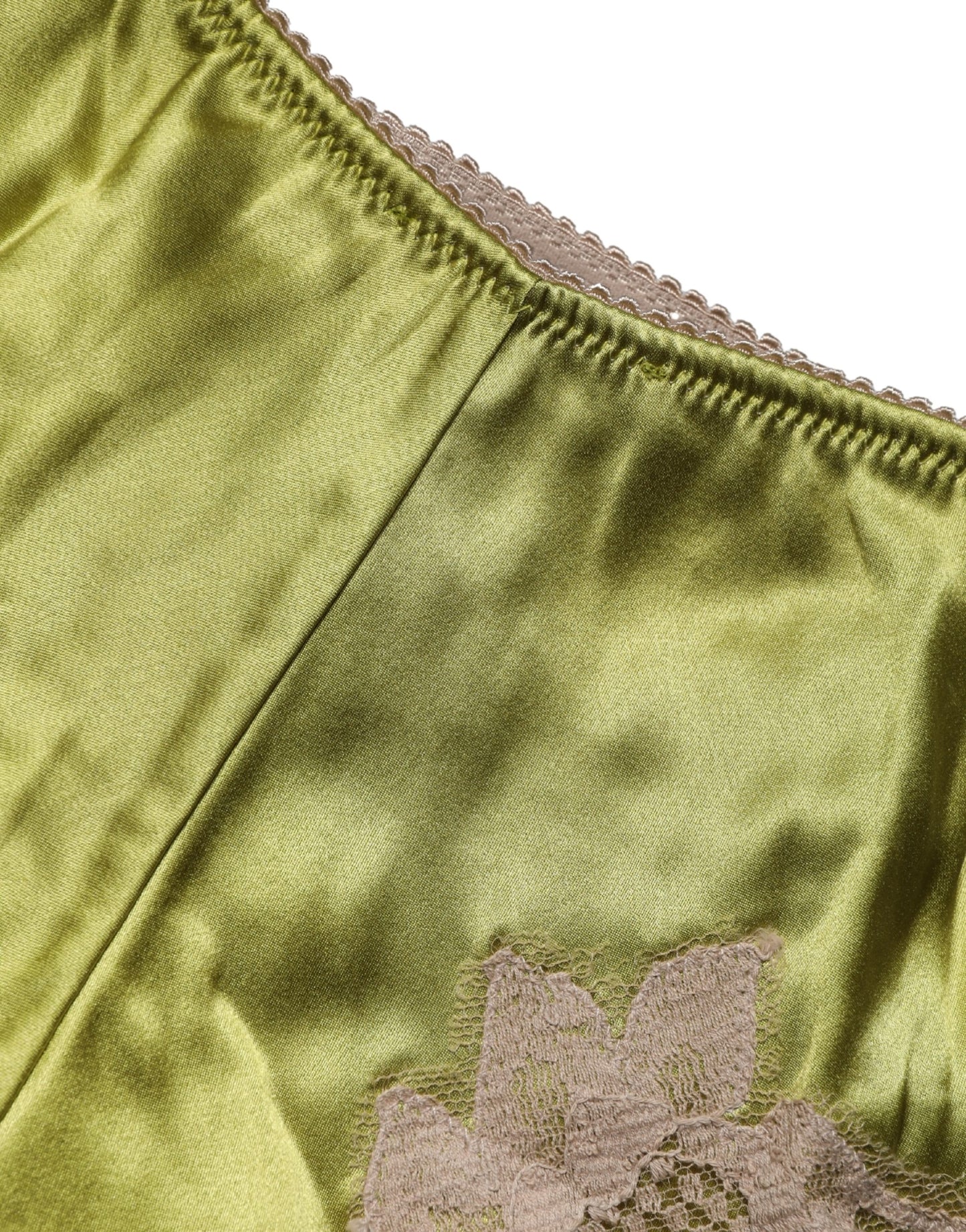 Culotte en satin de soie verte et dentelle florale Dolce & Gabbana