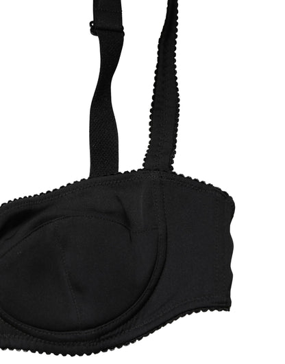 Ropa Interior Sujetador Balconette con Aros Semiacolchado Negro Dolce & Gabbana