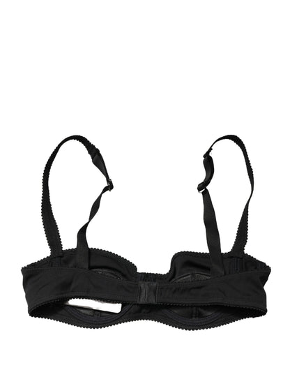 Ropa Interior Sujetador Balconette con Aros Semiacolchado Negro Dolce & Gabbana