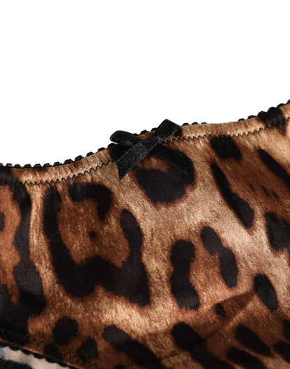Ropa Interior Tipo Braguita de Cintura Media con Estampado de Leopardo Negro y Marrón Dolce & Gabbana